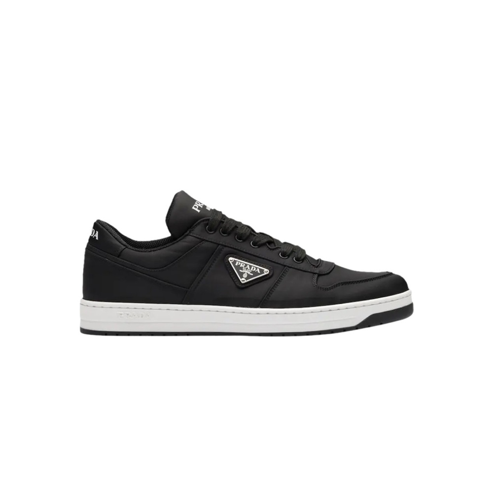 100% AUTH Prada Men's Downtown Re-Nylon Gabardine Black/White Sneakers 9.5 US